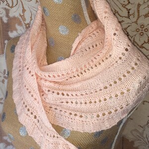 Scarf Shawl Women's Handknit Pink Wool Scarf or Shawlette image 3