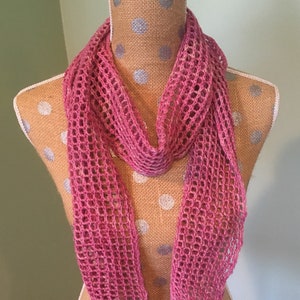 Lacy Pink Knitted Scarf image 1