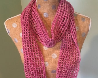 Lacy Pink Knitted Scarf