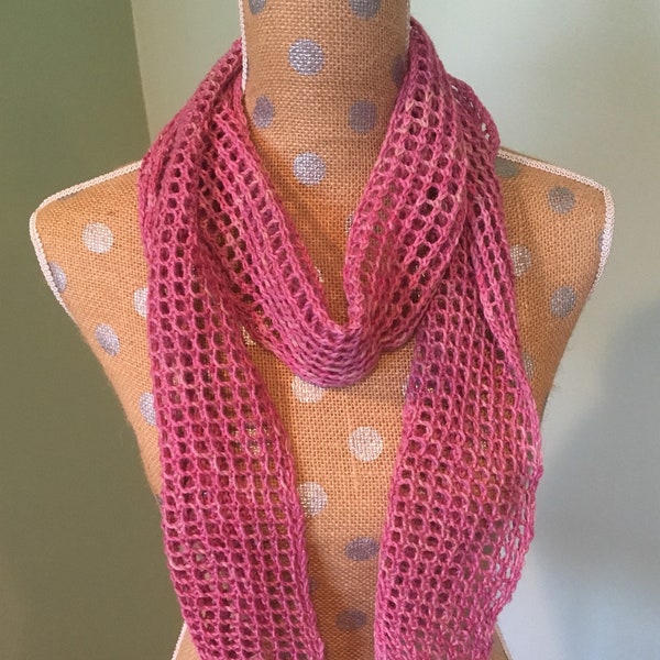 Lacy Pink Knitted Scarf