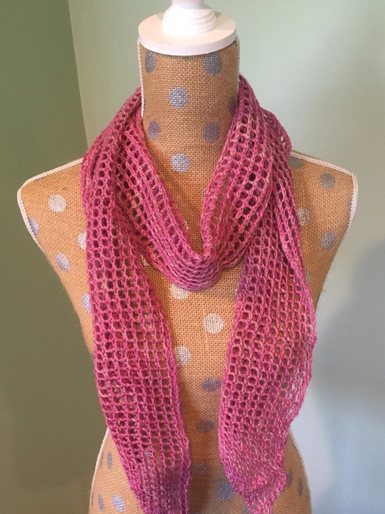 Lacy Pink Knitted Scarf image 1