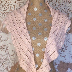 Scarf Shawl Women's Handknit Pink Wool Scarf or Shawlette image 2