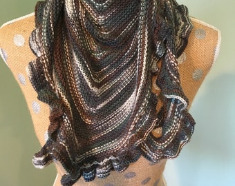 Handknitted Triangle Shawl or Scarf