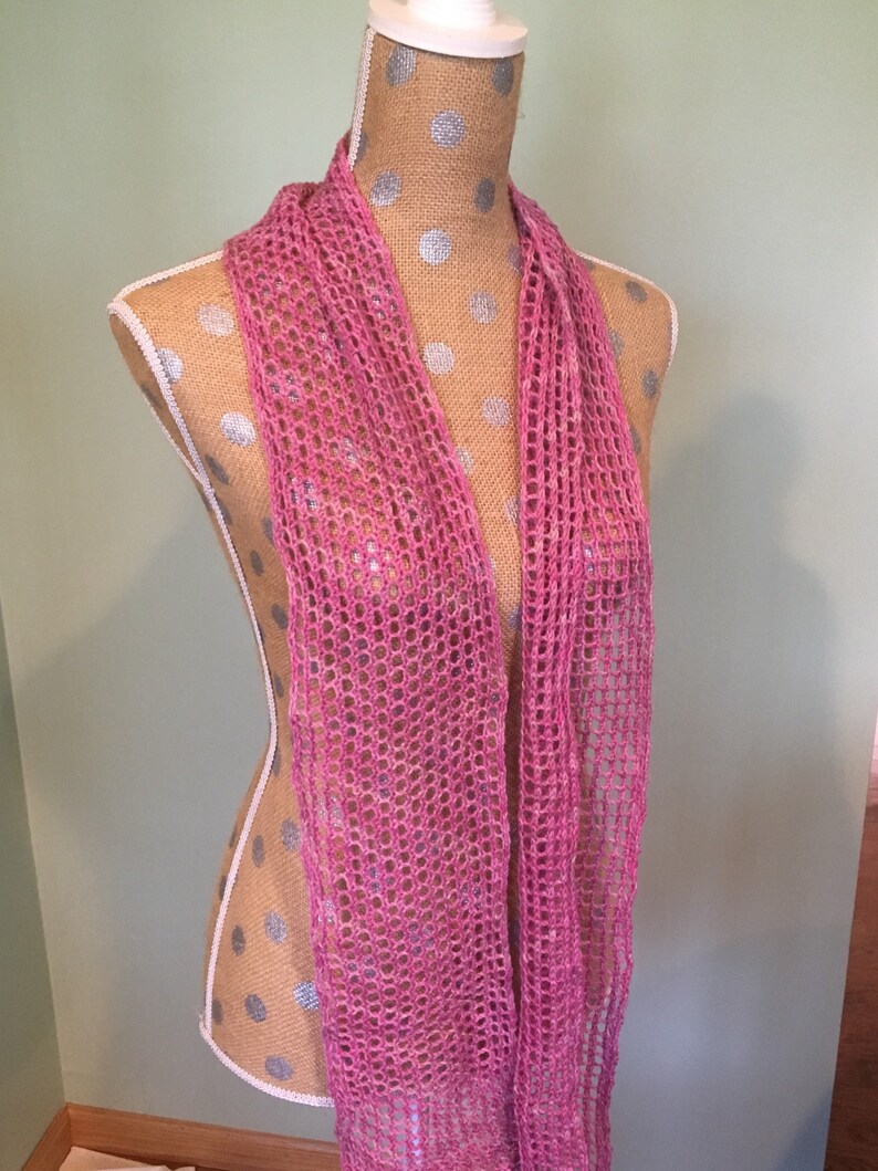 Lacy Pink Knitted Scarf image 2