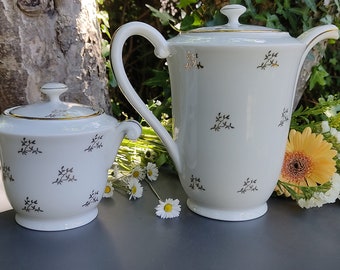 Ensemble sucrier et théière L.N.P France - porcelaine de Limoges - vaisselle vintage - cadeau pour elle - crémaillère