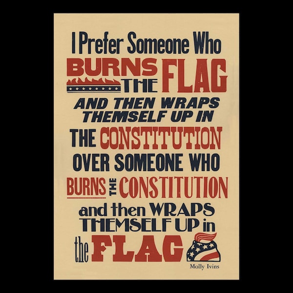 Burn the flag letterpress poster