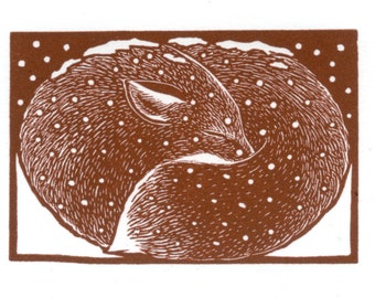 NEW! winter fox wood engraving