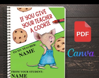 Si le das una galleta a tu maestro, regalo de agradecimiento para maestros, plantilla de libro de regalos para maestros de fin de año, regalo, canva editable, descarga instantánea