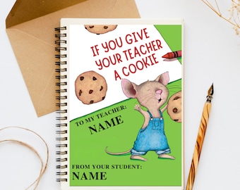 Si le da a su maestro una galleta, regalo de agradecimiento al maestro Regalo de plantilla de libro de regalos para maestros de fin de año, canva editable, descarga instantánea
