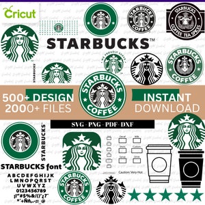 Personalised Starbucks Logo | svg png dxf ai + Font Included | Cricut Silhouette | Digital Download | Holiday | Xmas | Custom Starbucks Cup