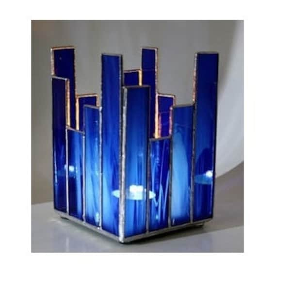 Stained Glass Art Deco Candle Holder  - Personalized free