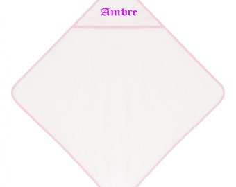 Children's bath trip - terry hooded towel - personalized embroidery - Color of your choice - many fonts