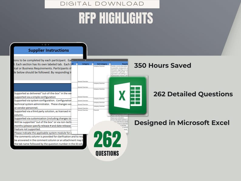 Supplier Response Document Requirements Excel Template, Tech Freelancer