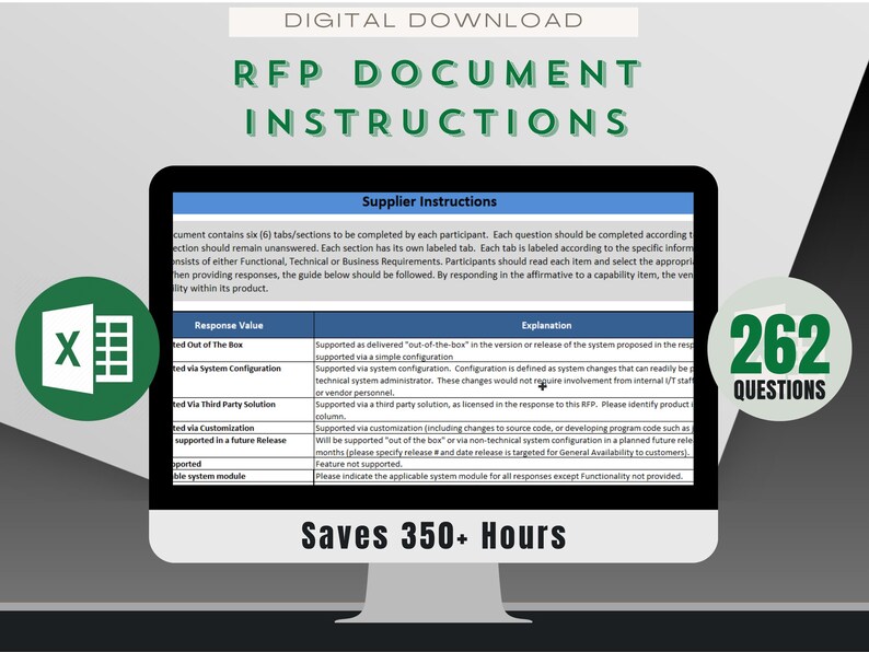 Supplier Response Document Requirements Excel Template, Tech Freelancer