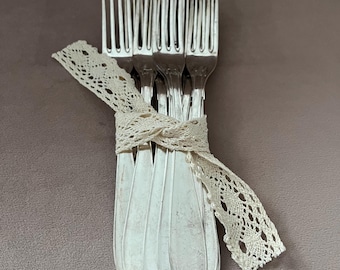 Zabytkowe, posrebrzane sztućce (11 widelców) ze Szwecji, Prima NS 12 Alpacca. Antyczne, posrebrzane widelce.