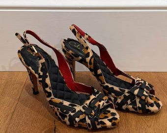 Cole Haan Nike Air Leopard Calf Hair Slingback Heels (Size 6B)