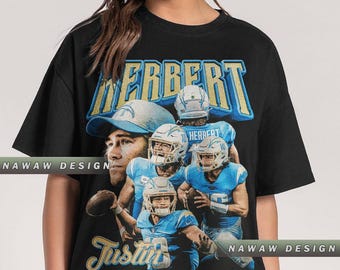 Justin Herbert American quarterback shirt design retro and vintage, shirt youth for gift NAW14
