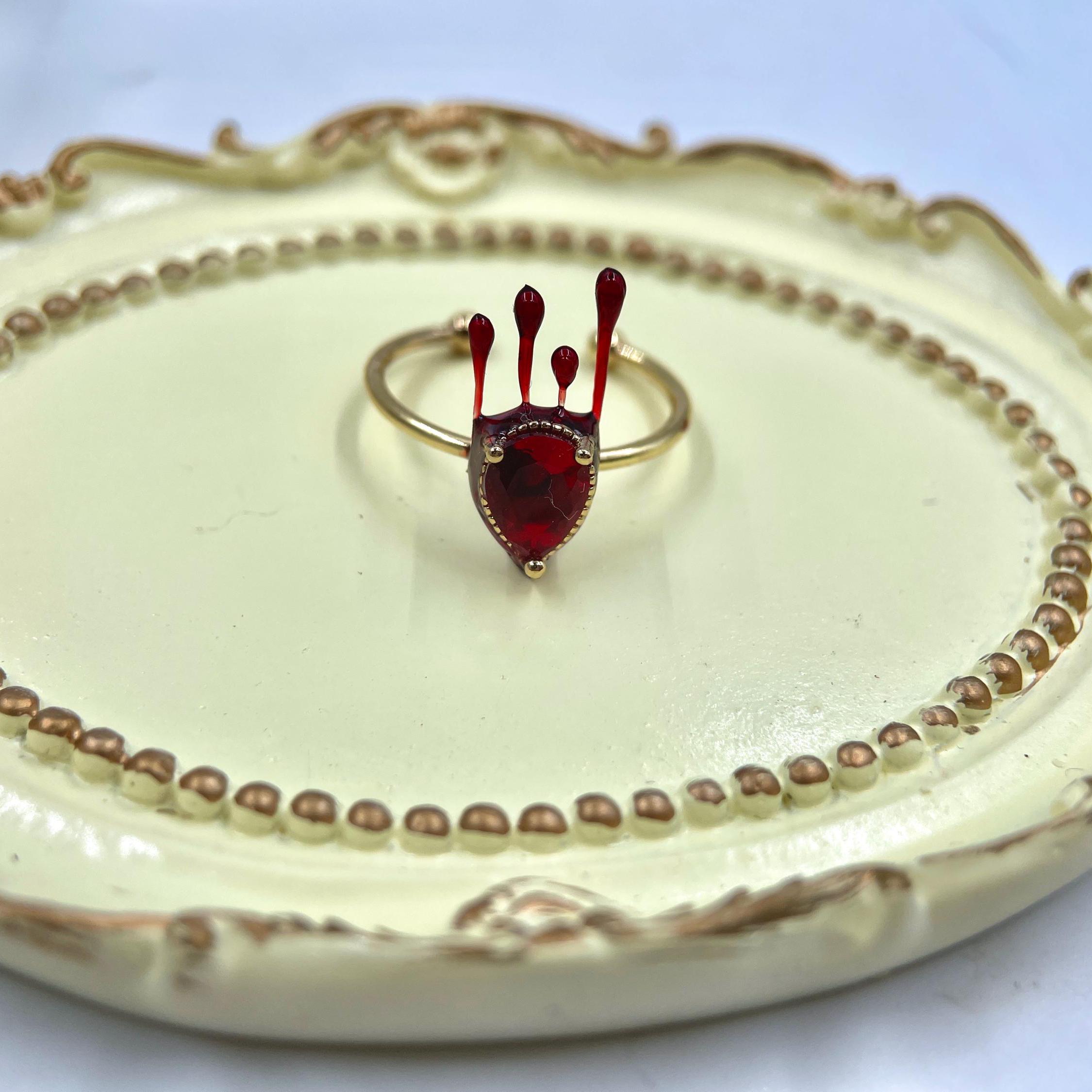 Bloody Ruby Ring,gothic Vampire Pagan Band,horror Fan Gift Alternate ...