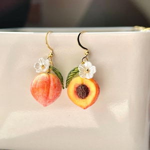 Peach Earrings ,Statement Earrings, Summer fruit Cute  Earrings  Gift For Her Birthday Gift