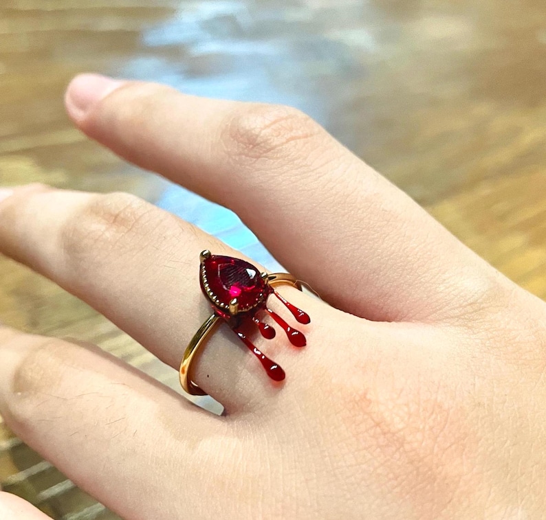 Bloody Ruby Ring,gothic Vampire Pagan Band,horror Fan Gift Alternate ...