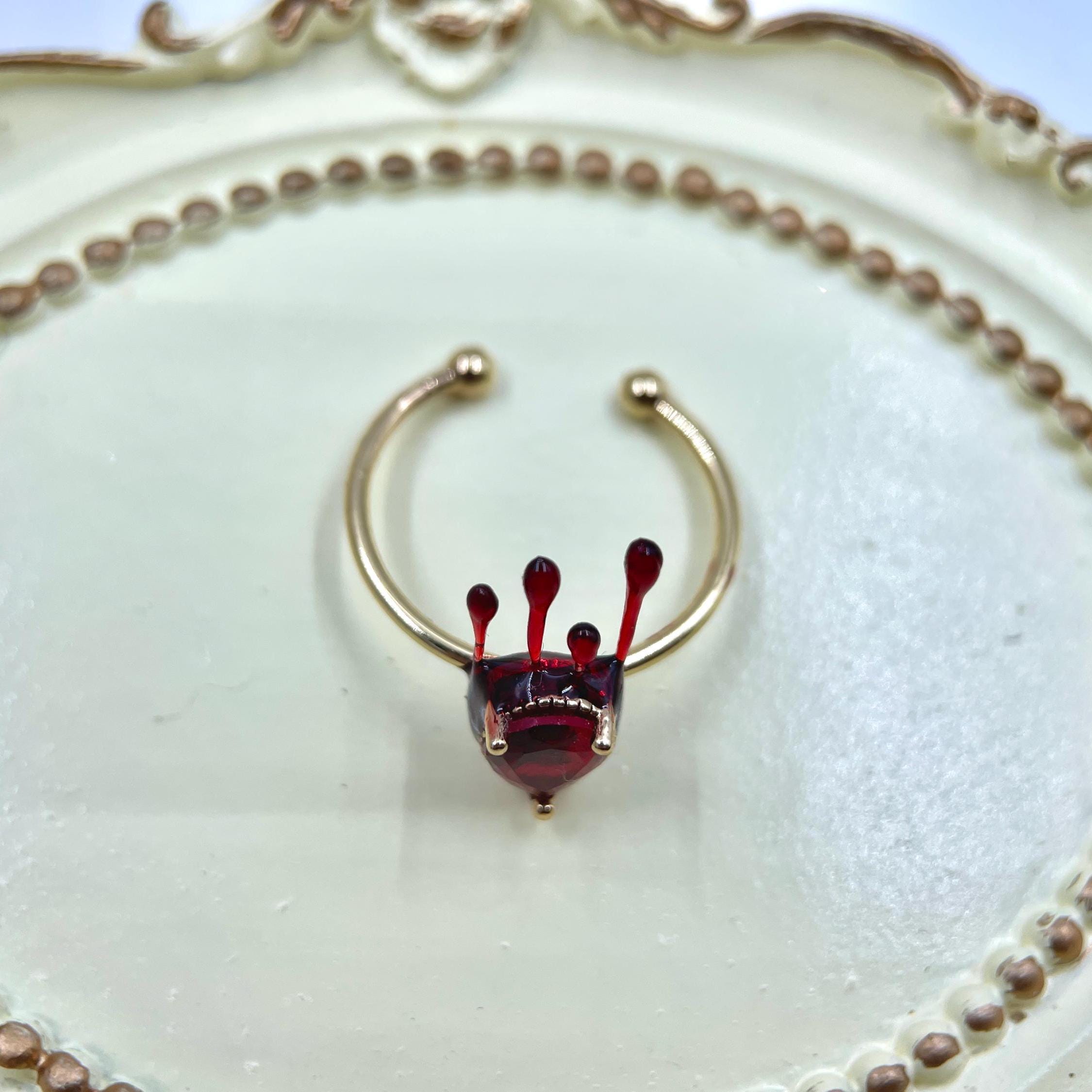 Bloody Ruby Ring,gothic Vampire Pagan Band,horror Fan Gift Alternate ...
