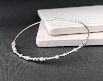 Morse Code Bracelet, Name Morse Code Bangle Bracelet, Sterling silver Morse Code Word Bracelet, Silver Bangle Morse Code Jewelry