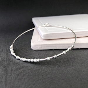 Morse Code Bracelet, Name Morse Code Bangle Bracelet, Sterling silver Morse Code Word Bracelet, Silver Bangle Morse Code Jewelry