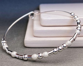 Morse Code Bracelet, Sterling Silver Custom Bangle Bracelet, I love you Morse Code Bangle, Personalized Anniversary Gift For Wife