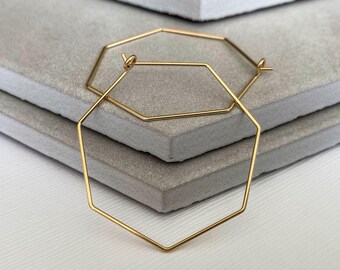 Pendientes geométricos, pendientes de aro rellenos de oro, pendientes de aro para uso diario, regalo de joyería hecho a mano