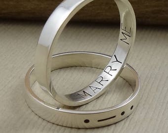 Morse Code Sterling Silver Ring - Personalized Ring - Promise Ring - Morse Code Jewelry - Secret Message Ring - Inspirational Ring