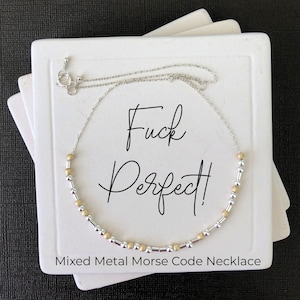 Collier Code Morse Fuck Perfect, Collier message Code Morse en argent sterling, Bijoux Code Morse
