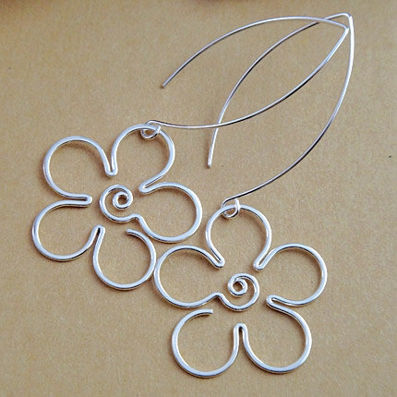 Flower Earring Sterling Silver Dangle Retro Flower Earring Retro Daisy Spiral Dangle Earring Gold Filled Flower Jewelry Daisy Earring image 4