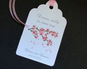 Wedding Wishing Tree Tags With Cherry Blossoms Branch - Spring Tree - Asian Inspired Blossom - Floral (set of 50)