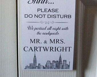 Hotel Door Hangers - NEW YORK CITY - Double Sided for Out of Town Wedding Guests - Do Not Disturb - Destination Wedding