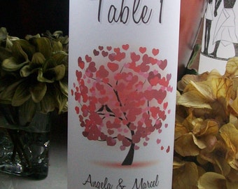 Table Number Luminarie Centerpiece - Tree of Red Hearts - Personalized - Lantern - Red Heart - Luminaria