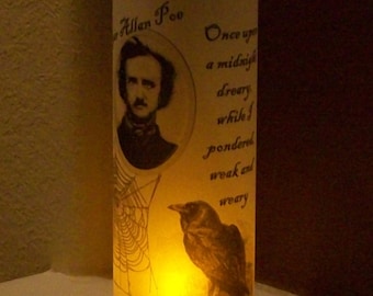 Edgar Allan Poe Halloween - Vellum Candle Luminarie - THE RAVEN - Spooky Poem - Lantern - Luminary - Luminaria - Victorian Literature