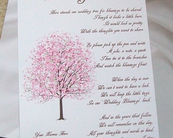 Wishing Tree Tags - Instructions Sign - Cherry Blossoms - Customize For Your Event