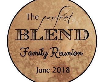 Coffee or Tea Favor Labels - The Perfect Blend Stickers - Personalized RUSTIC - You Choose the Size