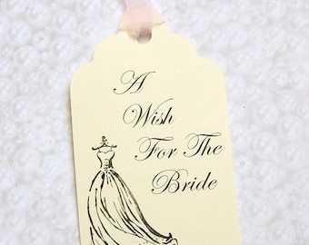 Bridal Shower Wishing Tree Tags - Wedding Gown - A Wish for the Bride (set of 25)