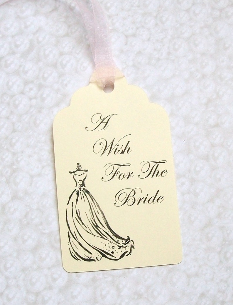 Bridal Shower Wishing Tree Tags Wedding Gown A Wish for the Bride set of 50 image 3