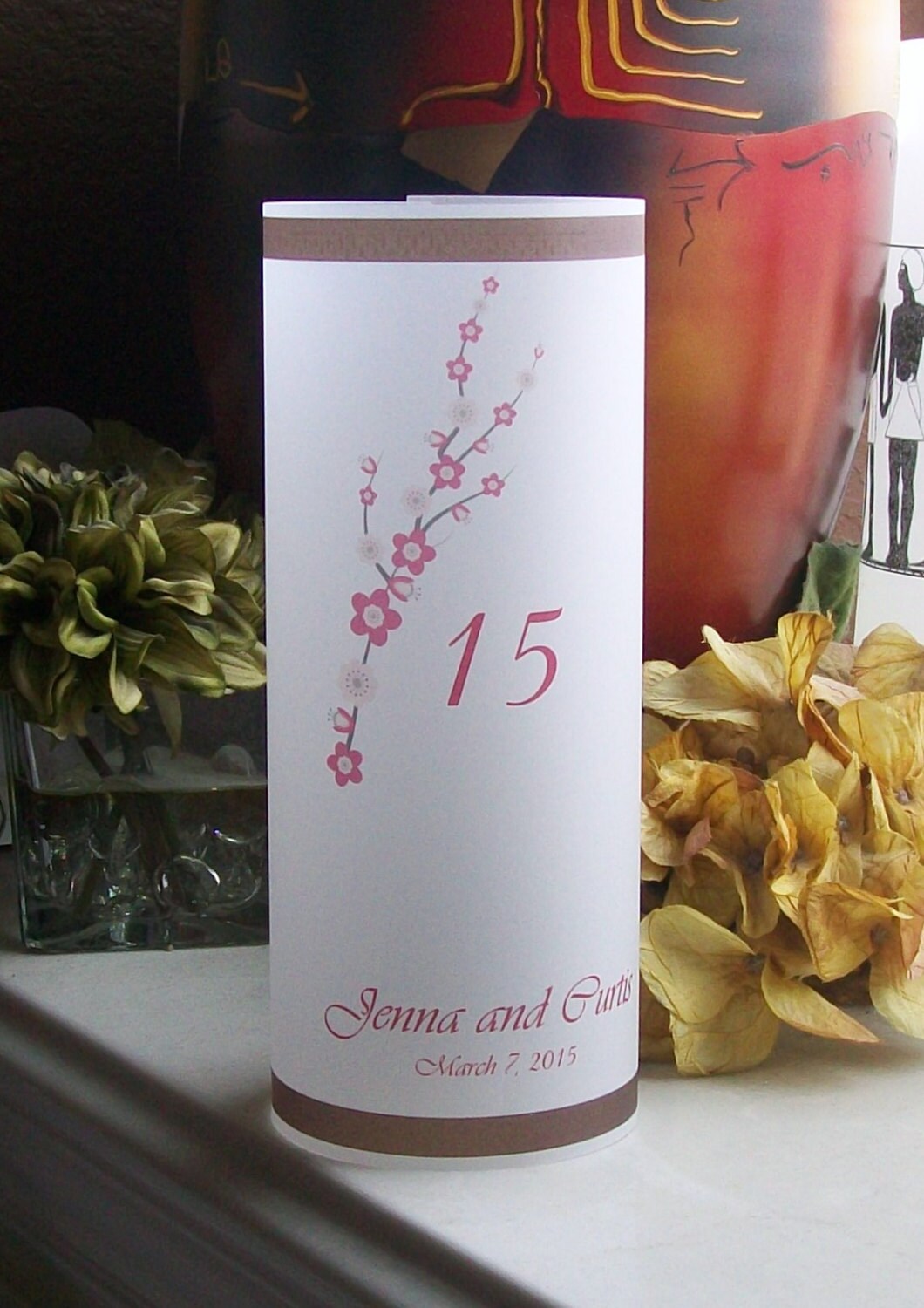 Vellum Luminarie Table Numbers Pink Cherry Blossoms Border Etsy