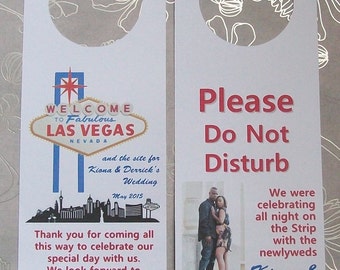 Hotel Door Hangers - LAS VEGAS - Double Sided for Out of Town Wedding Guests - Do Not Disturb - Destination Wedding