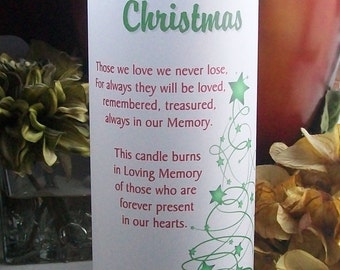 Table Centerpiece Memorial Luminarie - FAMILY REUNION - Christmas Holiday - Luminaria - Lantern - Glass Vase Vellum and Tea Light