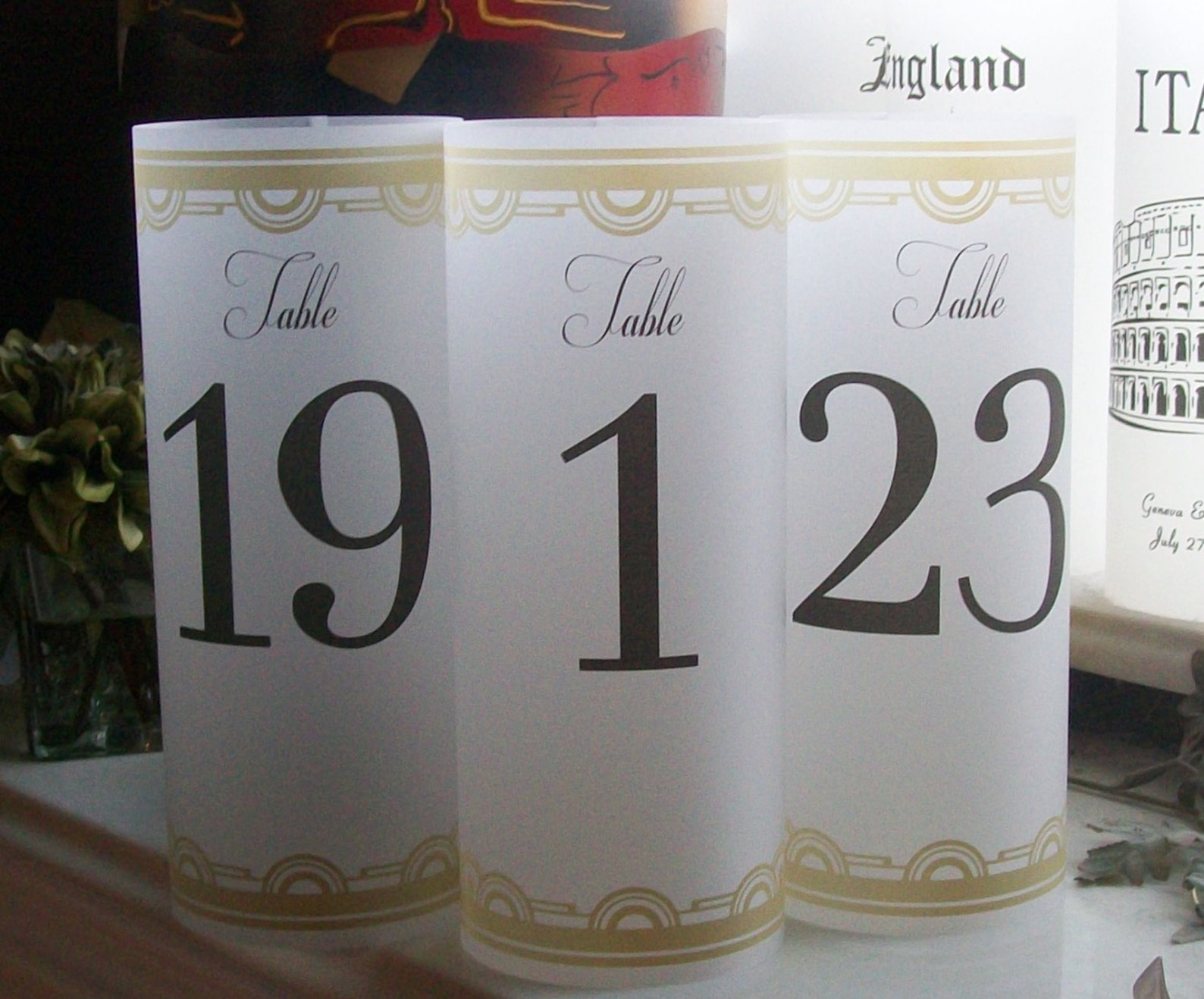 Art Deco Vellum Luminarie Table Numbers Wedding Signs Etsy