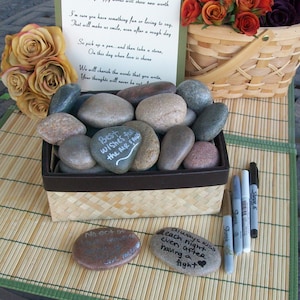 Wishing Stones Unique Special Occasion or Wedding Guest Book Alternative Guestbook set of 75 image 5