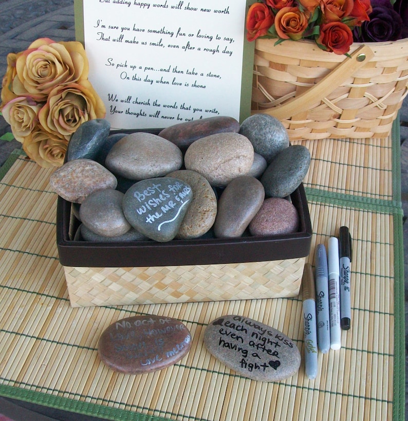 Wishing Stones Unique Special Occasion or Wedding Guest Book Alternative Guestbook set of 50 image 3