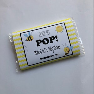 Popcorn Wrapper - Baby Shower NEUTRAL - Microwave Popcorn Sleeve - Favor Thank You Bag - YELLOW BEE - Ready to Pop