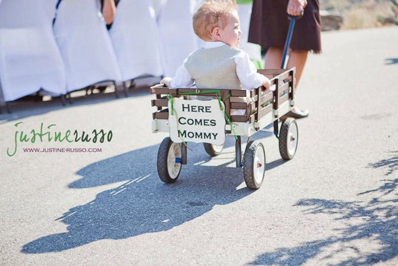 Ring Bearer Flower Girl RUSTIC CHALKBOARD Wedding Procession Sign Back of Wagon Here Comes The Bride