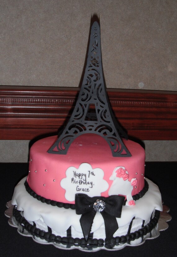 3d Tour Eiffel Table Centre De Table Gateau Noir Sur Noir Etsy