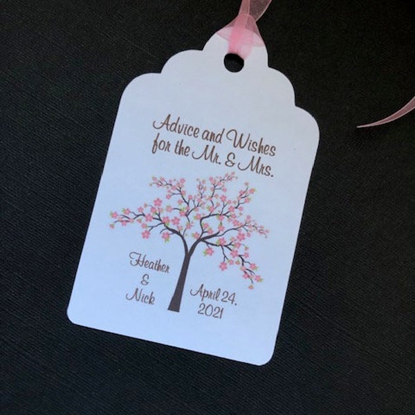 Wedding Wishing Tree Tags With Cherry Blossoms - Full Tree - Spring Tree - Asian Inspired Blossom (set of 50)